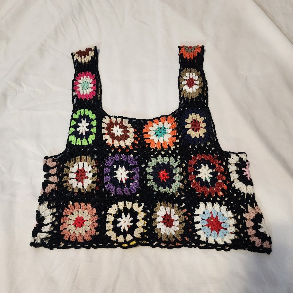MISS SPARKLING Women's Granny- Square, Boho, Festival Hippie Tank Top